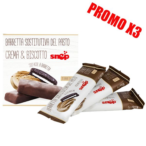 BARRETTA SOSTITUTO DI PASTO ALLA CREMA & BISCOTTO PROMO 3X